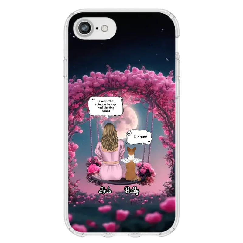 Custom Memorial Dog Mom Phone Case - Up to 4 Dogs - Memorial Gift Idea For Dog Owners - I Wish The Rainbow Bridge Had Visiting Hours - Case For iPhone/Samsung