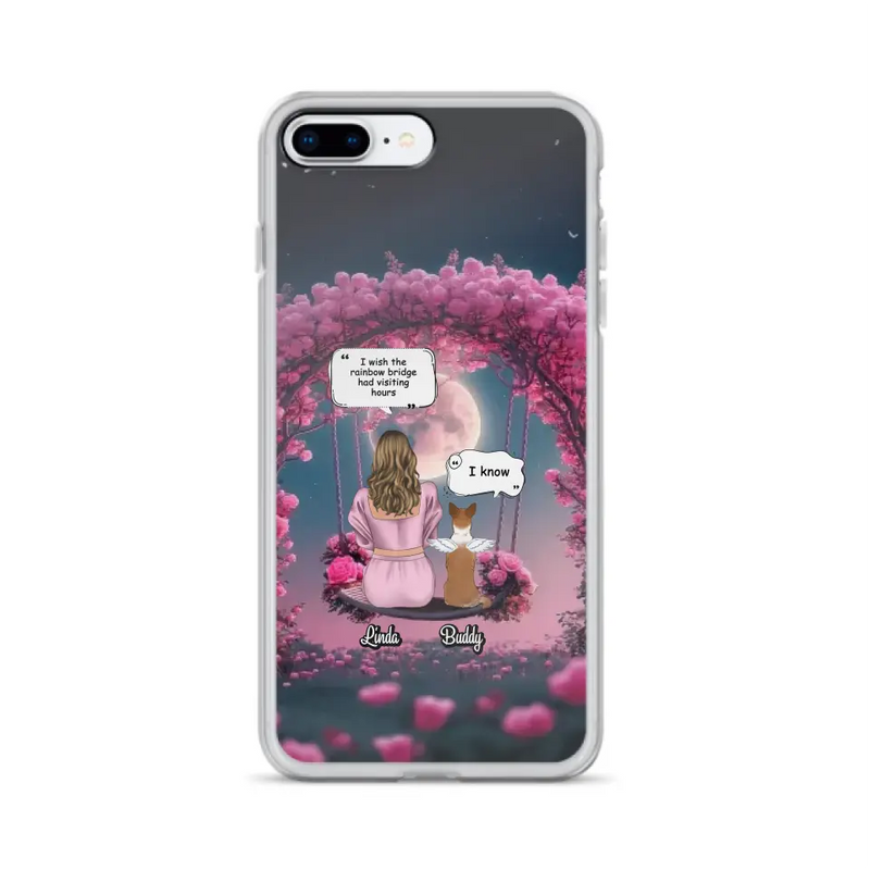 Custom Memorial Dog Mom Phone Case - Up to 4 Dogs - Memorial Gift Idea For Dog Owners - I Wish The Rainbow Bridge Had Visiting Hours - Case For iPhone/Samsung