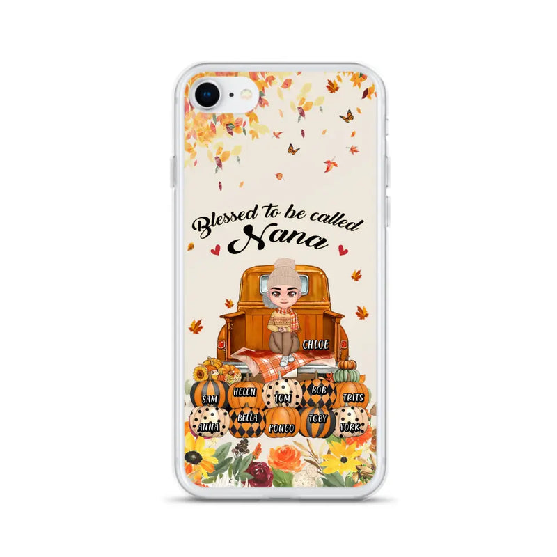 Personalized Grandma Autumn Phone Case - Gift Idea For Grandma - Up to 10 Kids - Case For iPhone/Samsung - Blessed To Be Called Nana