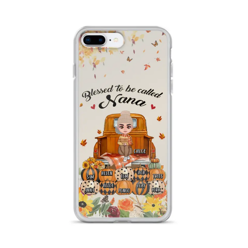 Personalized Grandma Autumn Phone Case - Gift Idea For Grandma - Up to 10 Kids - Case For iPhone/Samsung - Blessed To Be Called Nana