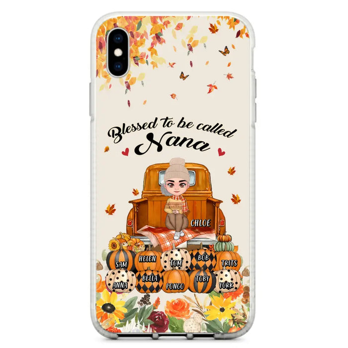 Personalized Grandma Autumn Phone Case - Gift Idea For Grandma - Up to 10 Kids - Case For iPhone/Samsung - Blessed To Be Called Nana