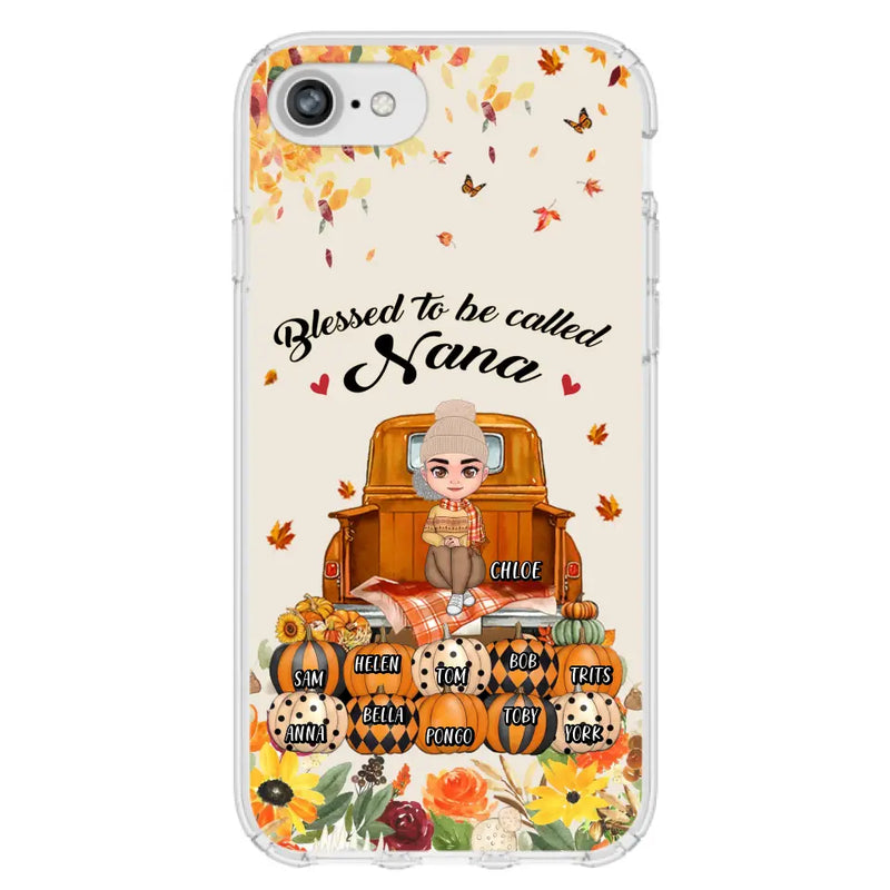 Personalized Grandma Autumn Phone Case - Gift Idea For Grandma - Up to 10 Kids - Case For iPhone/Samsung - Blessed To Be Called Nana