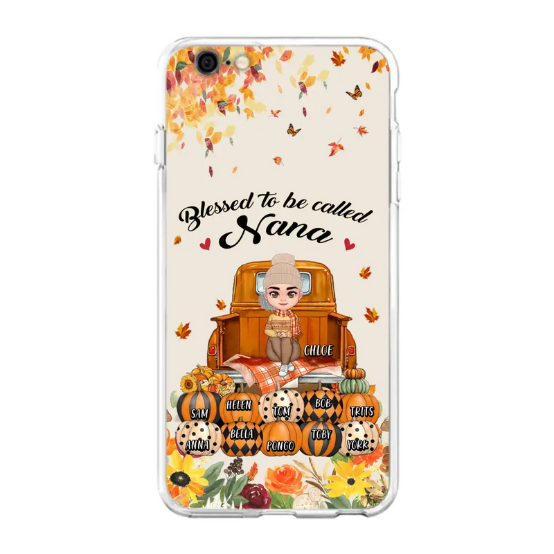 Personalized Grandma Autumn Phone Case - Gift Idea For Grandma - Up to 10 Kids - Case For iPhone/Samsung - Blessed To Be Called Nana