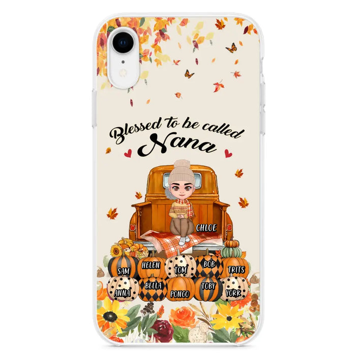 Personalized Grandma Autumn Phone Case - Gift Idea For Grandma - Up to 10 Kids - Case For iPhone/Samsung - Blessed To Be Called Nana