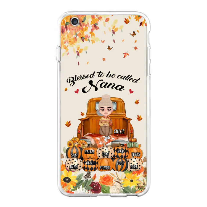 Personalized Grandma Autumn Phone Case - Gift Idea For Grandma - Up to 10 Kids - Case For iPhone/Samsung - Blessed To Be Called Nana