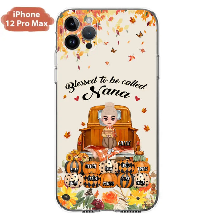 Custom Personalized Grandma Autumn Phone Case - Gift Idea For Grandma - Upto 10 Kids -  Case For iPhone/Samsung - Blessed To Be Called Nana