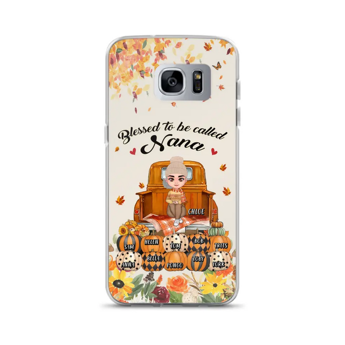 Personalized Grandma Autumn Phone Case - Gift Idea For Grandma - Up to 10 Kids - Case For iPhone/Samsung - Blessed To Be Called Nana