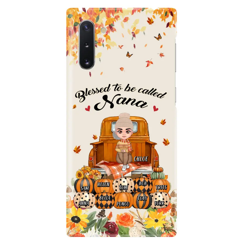 Personalized Grandma Autumn Phone Case - Gift Idea For Grandma - Up to 10 Kids - Case For iPhone/Samsung - Blessed To Be Called Nana
