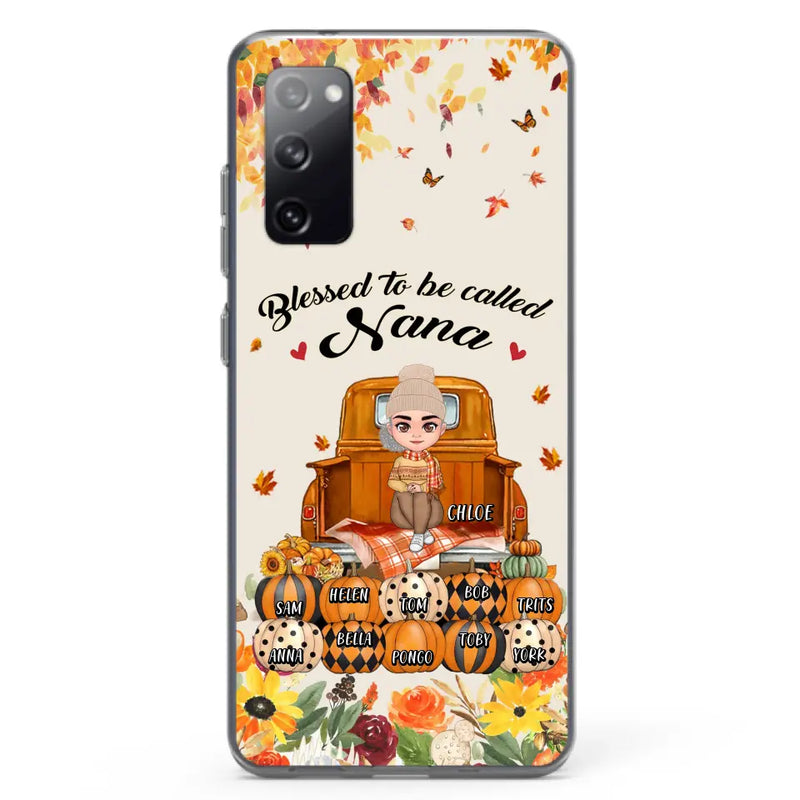 Personalized Grandma Autumn Phone Case - Gift Idea For Grandma - Up to 10 Kids - Case For iPhone/Samsung - Blessed To Be Called Nana