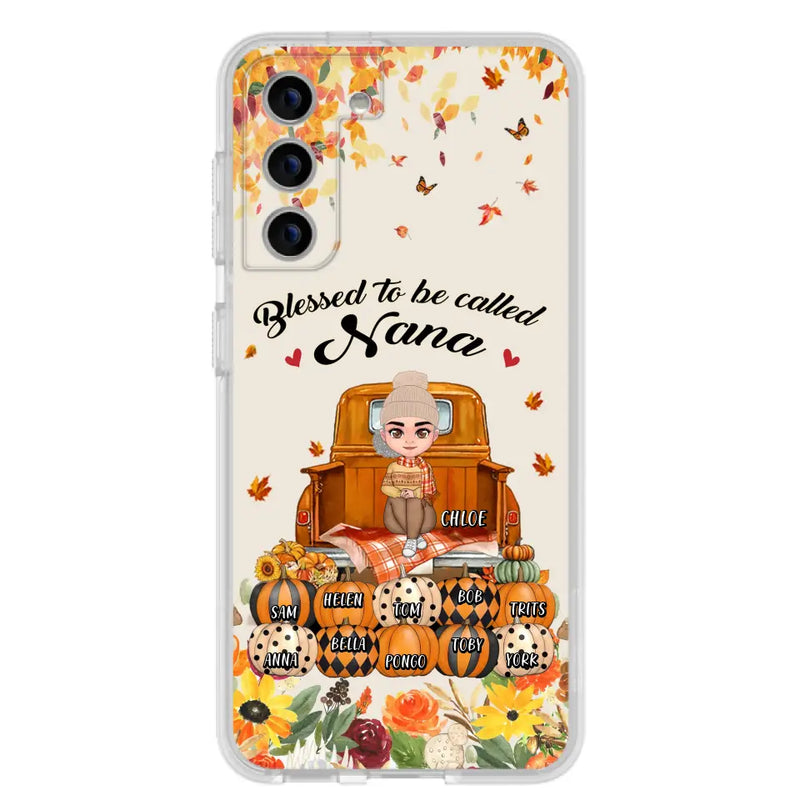 Personalized Grandma Autumn Phone Case - Gift Idea For Grandma - Up to 10 Kids - Case For iPhone/Samsung - Blessed To Be Called Nana