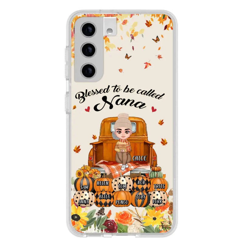 Personalized Grandma Autumn Phone Case - Gift Idea For Grandma - Up to 10 Kids - Case For iPhone/Samsung - Blessed To Be Called Nana
