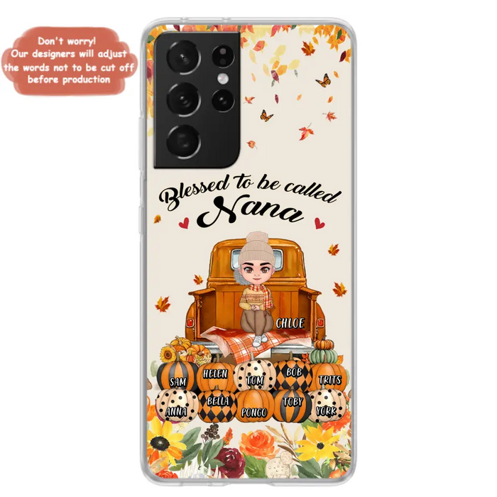Personalized Grandma Autumn Phone Case - Gift Idea For Grandma - Up to 10 Kids - Case For iPhone/Samsung - Blessed To Be Called Nana