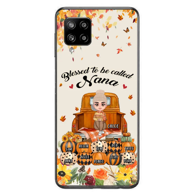 Personalized Grandma Autumn Phone Case - Gift Idea For Grandma - Up to 10 Kids - Case For iPhone/Samsung - Blessed To Be Called Nana