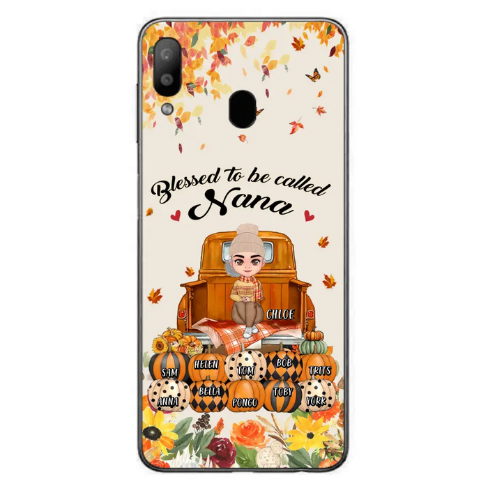 Personalized Grandma Autumn Phone Case - Gift Idea For Grandma - Up to 10 Kids - Case For iPhone/Samsung - Blessed To Be Called Nana