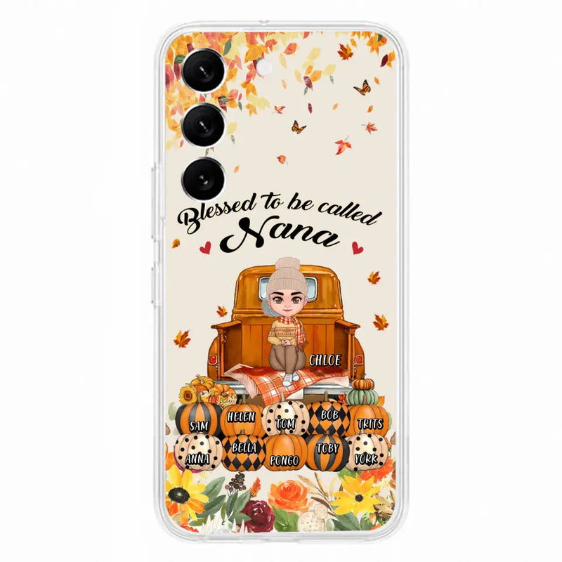 Personalized Grandma Autumn Phone Case - Gift Idea For Grandma - Up to 10 Kids - Case For iPhone/Samsung - Blessed To Be Called Nana
