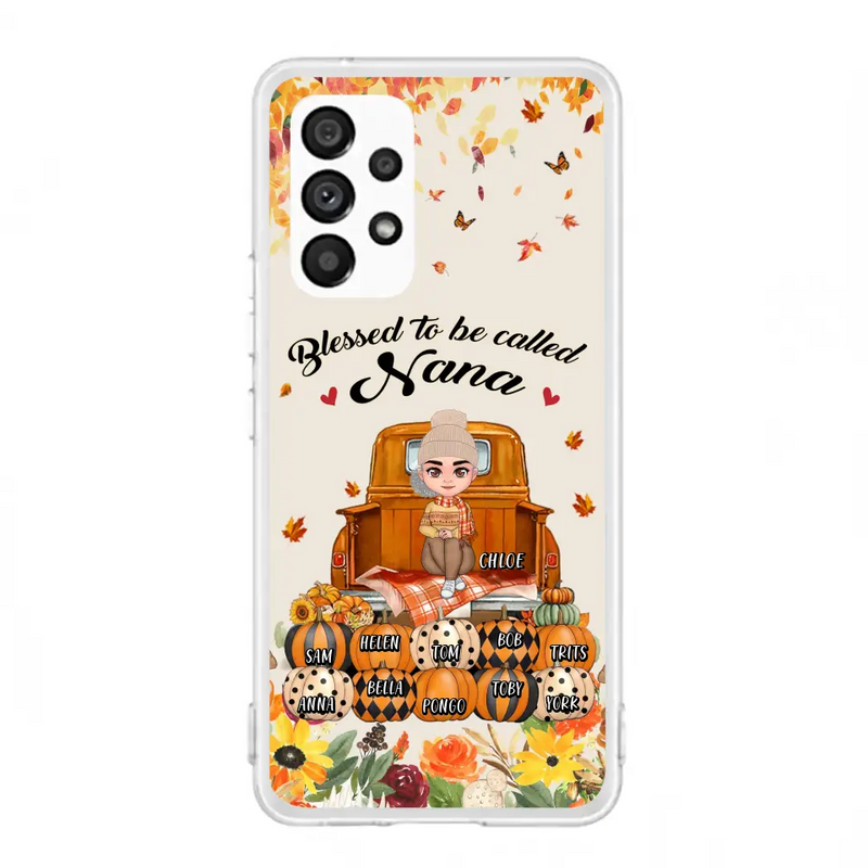 Personalized Grandma Autumn Phone Case - Gift Idea For Grandma - Up to 10 Kids - Case For iPhone/Samsung - Blessed To Be Called Nana