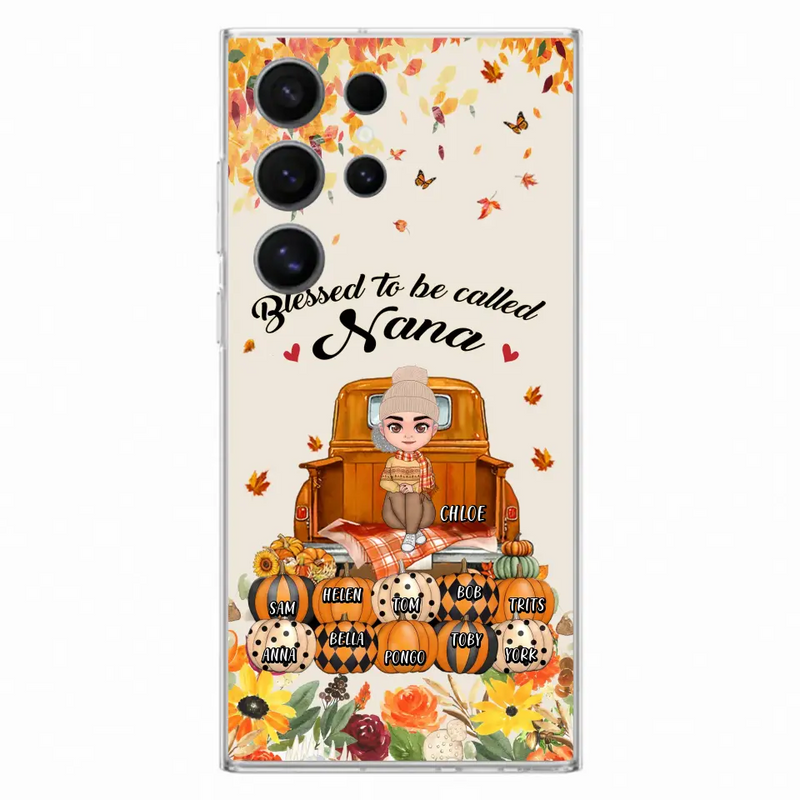 Personalized Grandma Autumn Phone Case - Gift Idea For Grandma - Up to 10 Kids - Case For iPhone/Samsung - Blessed To Be Called Nana