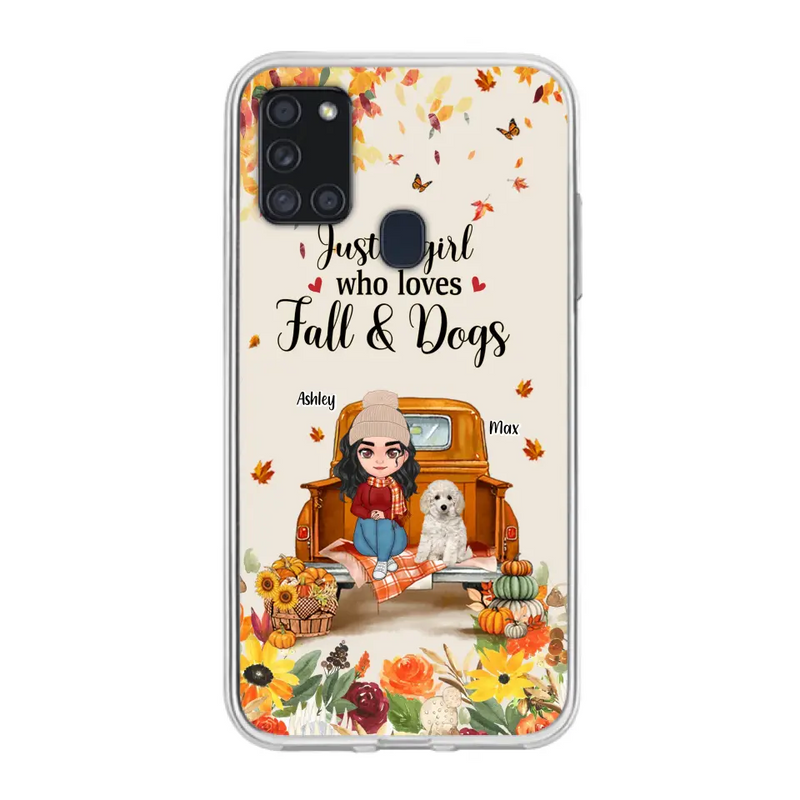 Personalized Dog Mom Autumn Phone Case - Gift Idea For Dog Owners - Up to 5 Dogs - Case For iPhone/Samsung - Just A Girl Who Loves Fall & Dogs