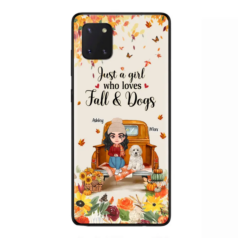 Personalized Dog Mom Autumn Phone Case - Gift Idea For Dog Owners - Up to 5 Dogs - Case For iPhone/Samsung - Just A Girl Who Loves Fall & Dogs