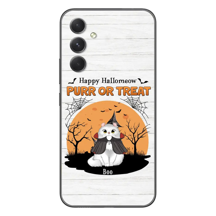 Custom Personalized Meowloween Phone Case - Up to 6 Cats - Halloween Gift Idea for Cat Lovers - Happy Hallomeow - Case for iPhone/Samsung