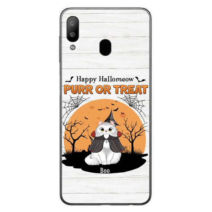 Custom Personalized Meowloween Phone Case - Up to 6 Cats - Halloween Gift Idea for Cat Lovers - Happy Hallomeow - Case for iPhone/Samsung