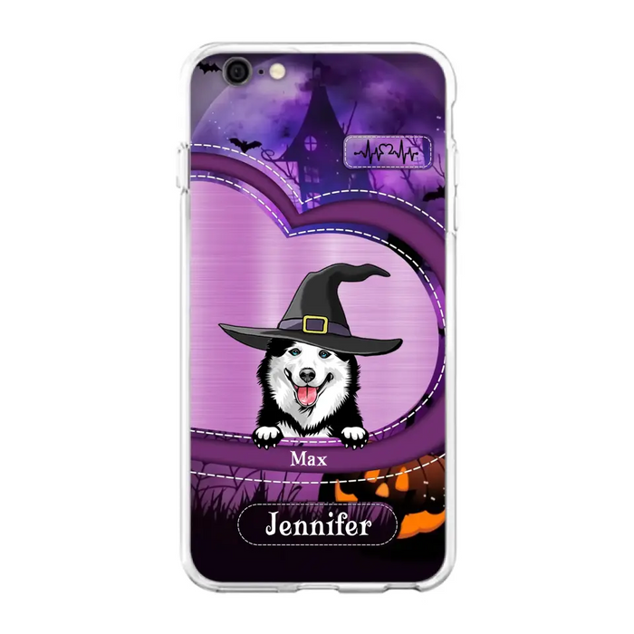 Custom Personalized Dog Halloween Phone Case - Gift Idea For Dog Lover/ Halloween - Upto 3 Dogs -  Case For iPhone/Samsung