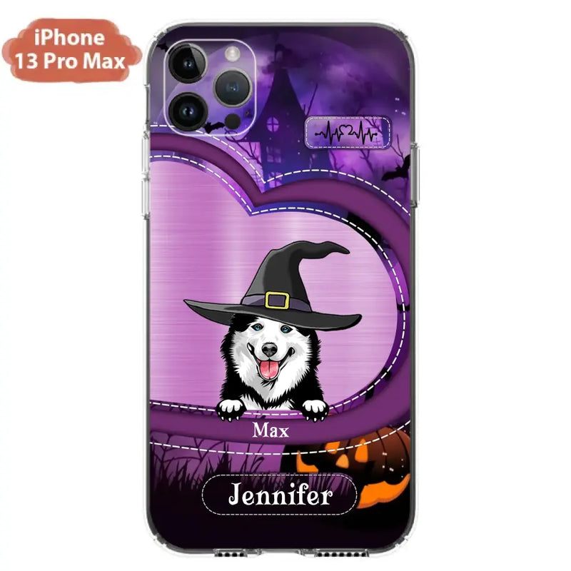 Personalized Dog Halloween Phone Case - Gift Idea For Dog Lover/Halloween - Up to 3 Dogs - Case For iPhone/Samsung