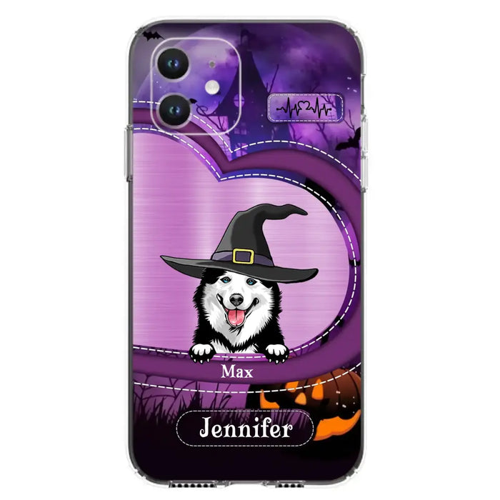 Custom Personalized Dog Halloween Phone Case - Gift Idea For Dog Lover/ Halloween - Upto 3 Dogs -  Case For iPhone/Samsung