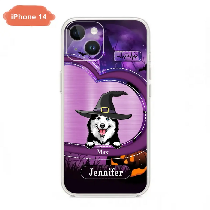 Custom Personalized Dog Halloween Phone Case - Gift Idea For Dog Lover/ Halloween - Upto 3 Dogs -  Case For iPhone/Samsung