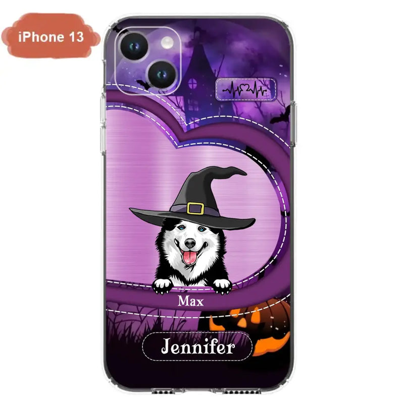 Personalized Dog Halloween Phone Case - Gift Idea For Dog Lover/Halloween - Up to 3 Dogs - Case For iPhone/Samsung