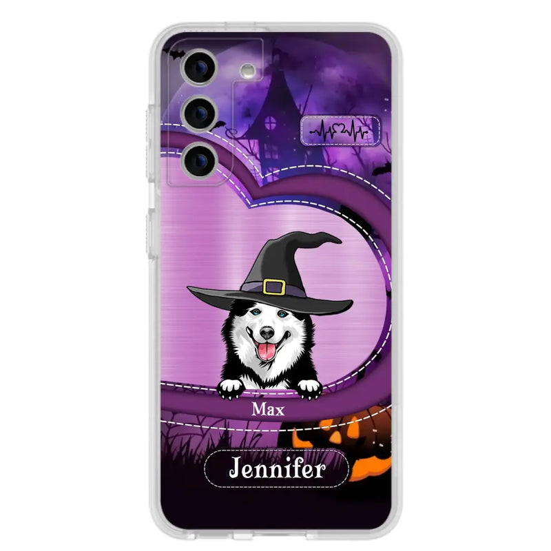 Personalized Dog Halloween Phone Case - Gift Idea For Dog Lover/Halloween - Up to 3 Dogs - Case For iPhone/Samsung
