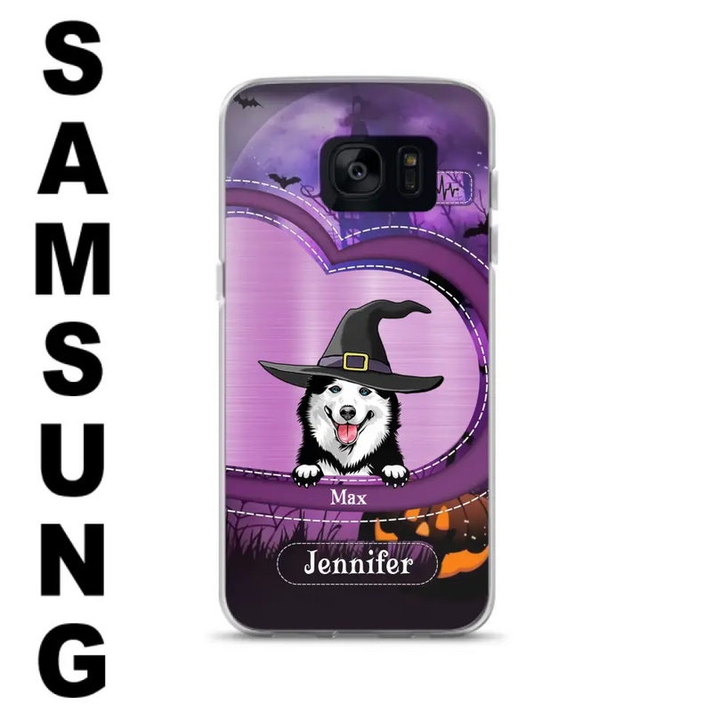 Personalized Dog Halloween Phone Case - Gift Idea For Dog Lover/Halloween - Up to 3 Dogs - Case For iPhone/Samsung