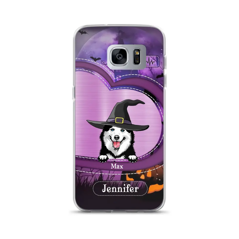 Personalized Dog Halloween Phone Case - Gift Idea For Dog Lover/Halloween - Up to 3 Dogs - Case For iPhone/Samsung