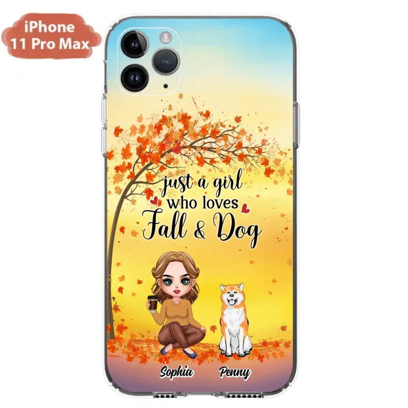 Personalized Dog Mom Phone Case - Gift Idea For Dog Lovers/Autumn Gift - Up to 4 Dogs - Just A Girl Who Loves Fall & Dogs - Case For iPhone/Samsung