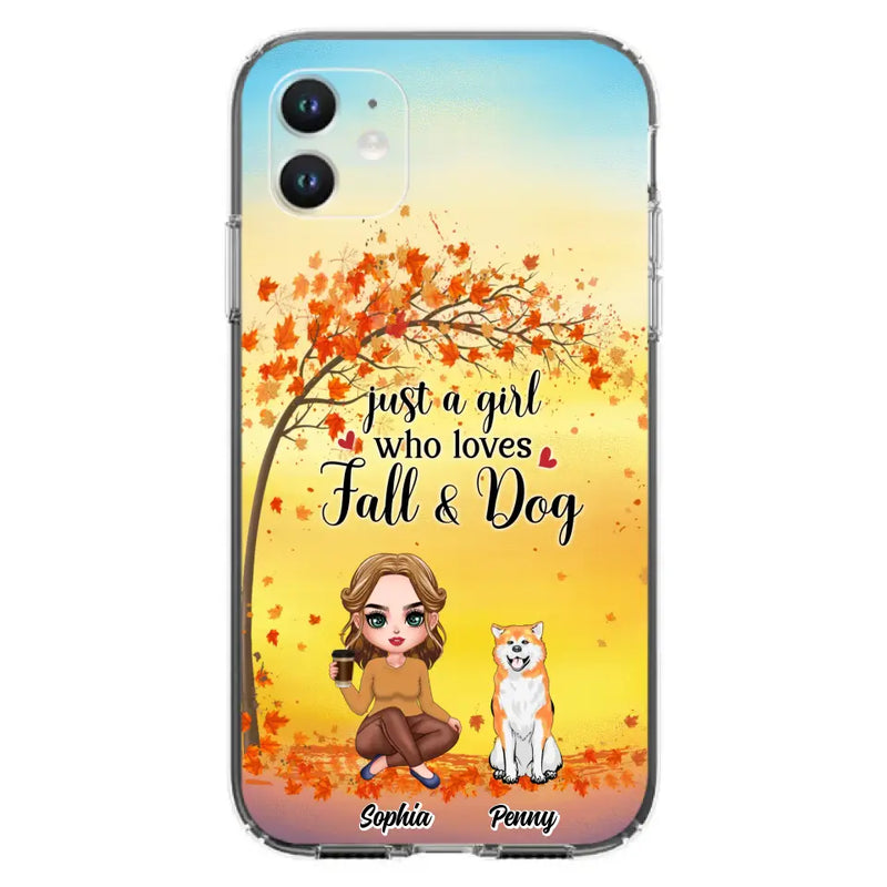 Personalized Dog Mom Phone Case - Gift Idea For Dog Lovers/Autumn Gift - Up to 4 Dogs - Just A Girl Who Loves Fall & Dogs - Case For iPhone/Samsung