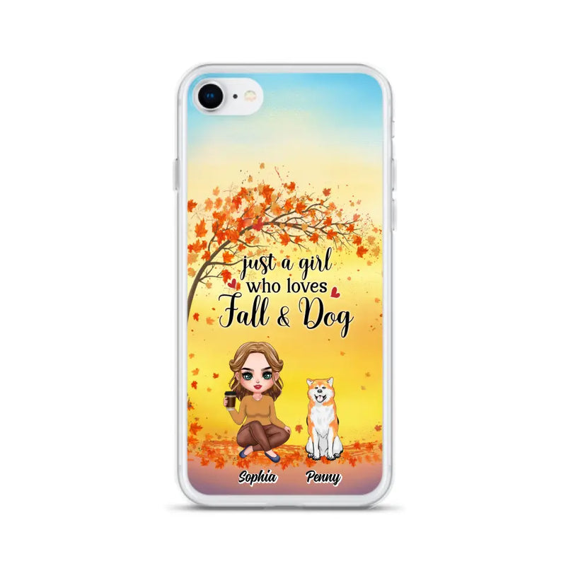 Personalized Dog Mom Phone Case - Gift Idea For Dog Lovers/Autumn Gift - Up to 4 Dogs - Just A Girl Who Loves Fall & Dogs - Case For iPhone/Samsung