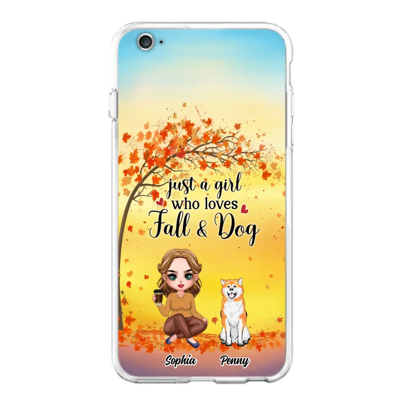 Personalized Dog Mom Phone Case - Gift Idea For Dog Lovers/Autumn Gift - Up to 4 Dogs - Just A Girl Who Loves Fall & Dogs - Case For iPhone/Samsung