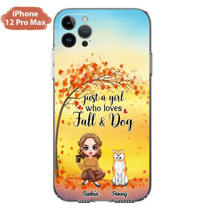 Personalized Dog Mom Phone Case - Gift Idea For Dog Lovers/Autumn Gift - Up to 4 Dogs - Just A Girl Who Loves Fall & Dogs - Case For iPhone/Samsung
