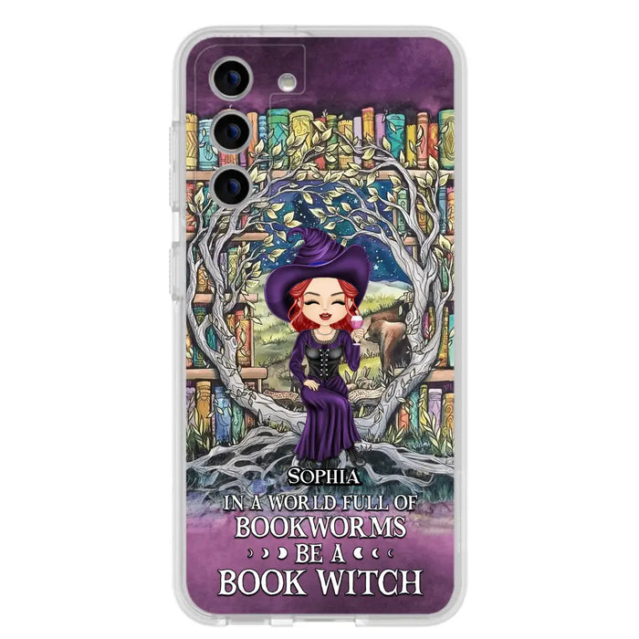 Personalized Witch Phone Case - Halloween Gift Idea For Witch Lovers/Book Lovers - In A World Full Of Bookworms Be A Book Witch - Case For iPhone/Samsung