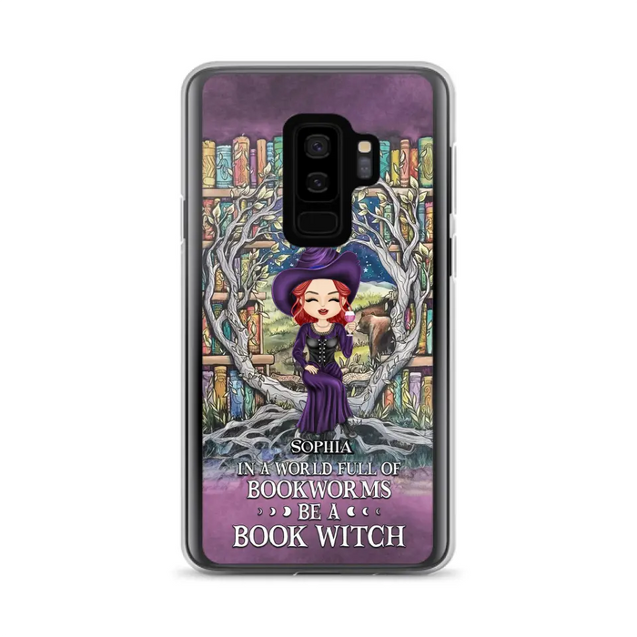 Personalized Witch Phone Case - Halloween Gift Idea For Witch Lovers/Book Lovers - In A World Full Of Bookworms Be A Book Witch - Case For iPhone/Samsung