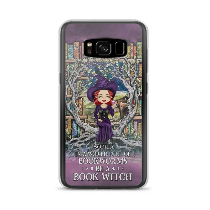 Personalized Witch Phone Case - Halloween Gift Idea For Witch Lovers/Book Lovers - In A World Full Of Bookworms Be A Book Witch - Case For iPhone/Samsung