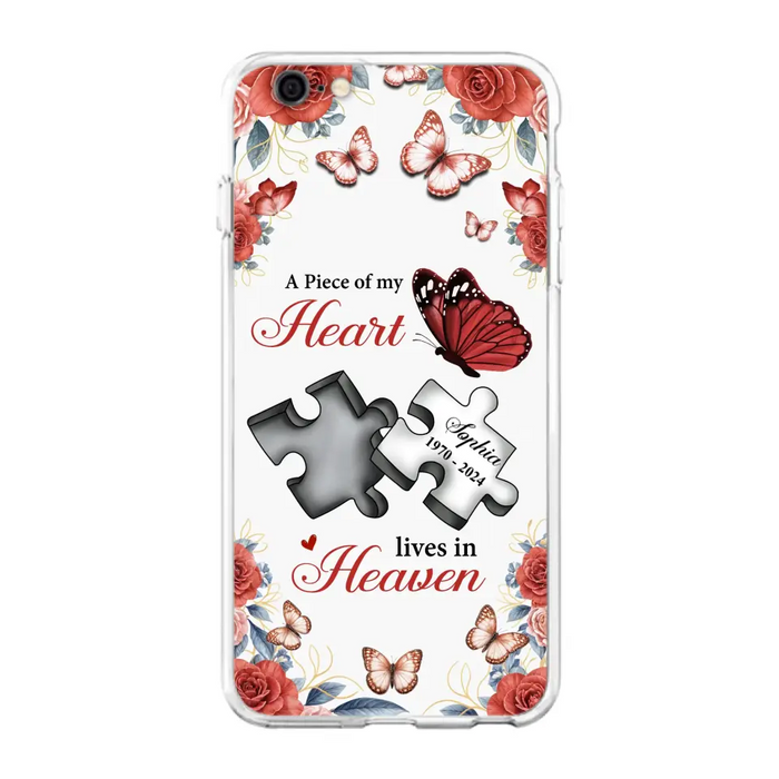 Custom Personalized Memorial Phone Case - Memorial Gift Idea - A Piece Of My Heart Lives In Heaven - Case for iPhone/Samsung