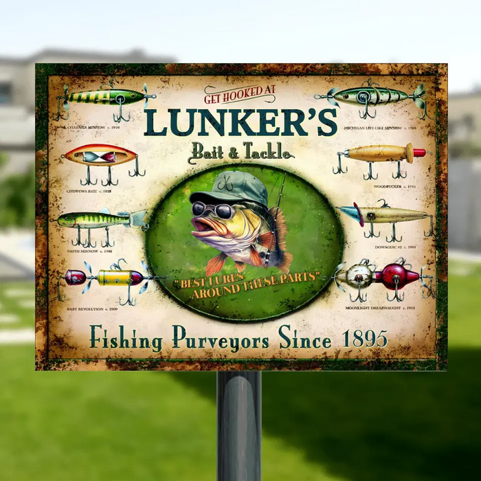 Custom Personalized Bait & Tacker Shop Metal Sign - Gift Idea For Fishing Lover/ Father's Day - Best Lures Around These Parts