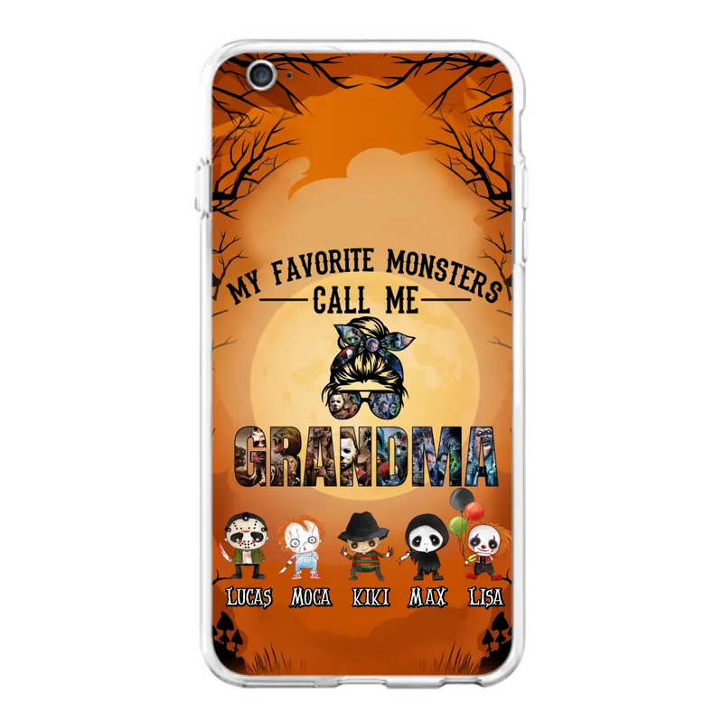 Personalized Halloween Phone Case - Halloween Gift Idea for Halloween - Up to 5 Characters - My Favorite Monsters Call Me Grandma - Case For iPhone/Samsung