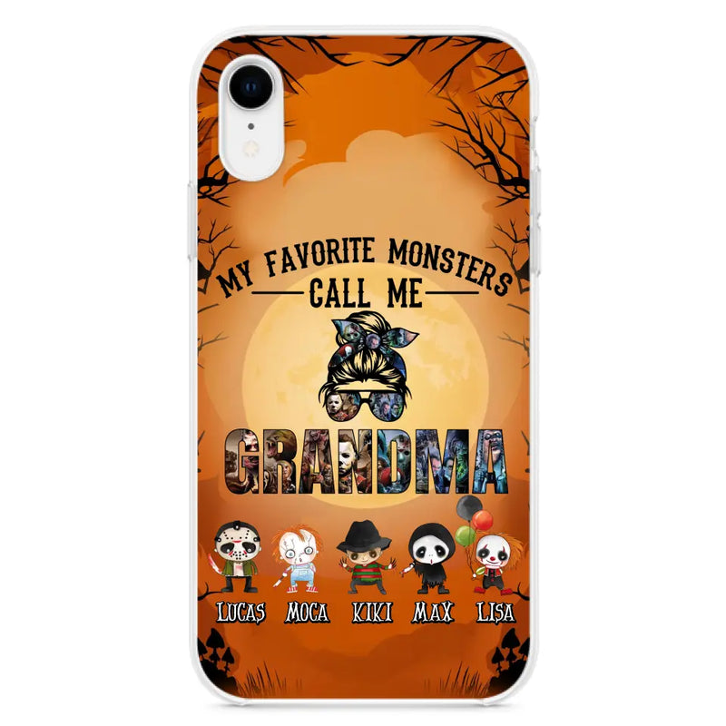 Personalized Halloween Phone Case - Halloween Gift Idea for Halloween - Up to 5 Characters - My Favorite Monsters Call Me Grandma - Case For iPhone/Samsung