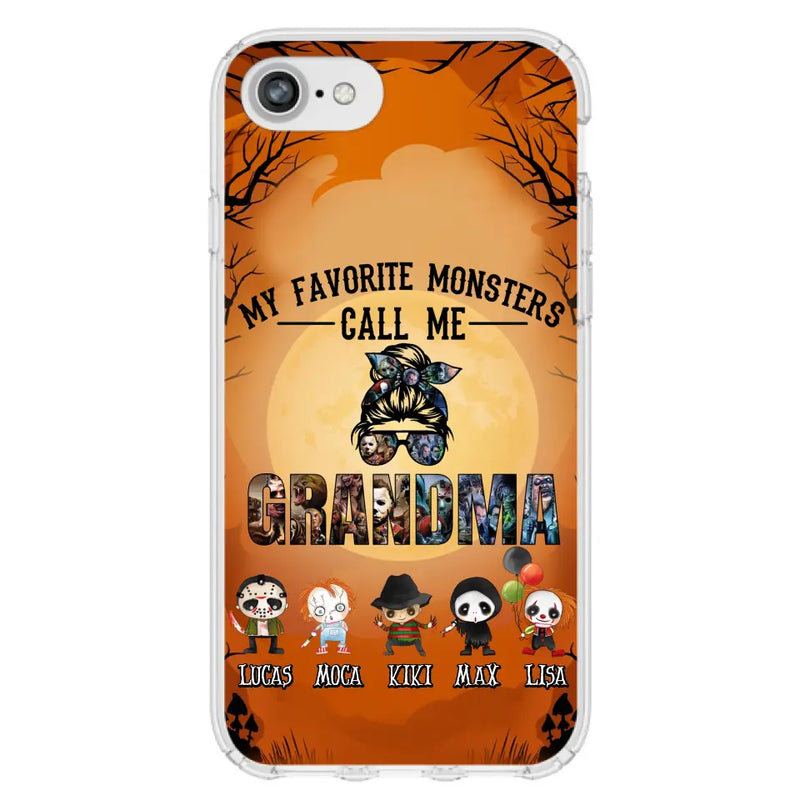 Personalized Halloween Phone Case - Halloween Gift Idea for Halloween - Up to 5 Characters - My Favorite Monsters Call Me Grandma - Case For iPhone/Samsung