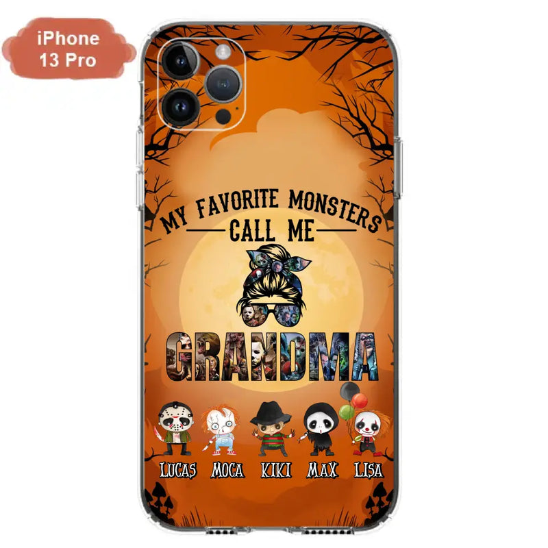 Personalized Halloween Phone Case - Halloween Gift Idea for Halloween - Up to 5 Characters - My Favorite Monsters Call Me Grandma - Case For iPhone/Samsung