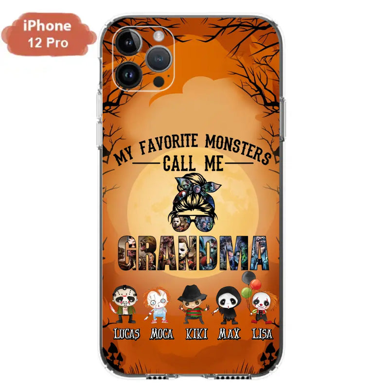 Personalized Halloween Phone Case - Halloween Gift Idea for Halloween - Up to 5 Characters - My Favorite Monsters Call Me Grandma - Case For iPhone/Samsung