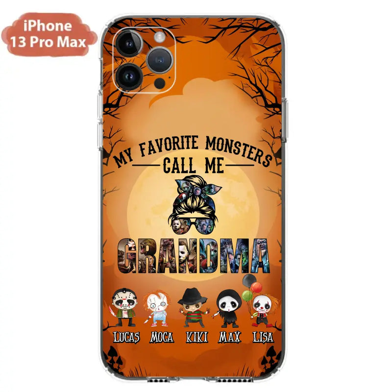 Personalized Halloween Phone Case - Halloween Gift Idea for Halloween - Up to 5 Characters - My Favorite Monsters Call Me Grandma - Case For iPhone/Samsung