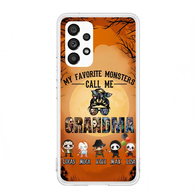 Personalized Halloween Phone Case - Halloween Gift Idea for Halloween - Up to 5 Characters - My Favorite Monsters Call Me Grandma - Case For iPhone/Samsung